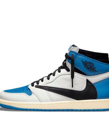 Fragment Design x Travis Scott x Air Jordan 1 Retro High 'Sail Black Military Blue' DH3227-105