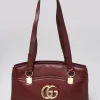 GUCCI Arli Leather Top Handle Burgundy Bag