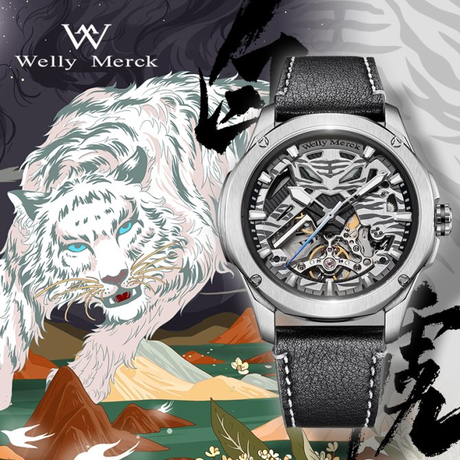 WM075 Four Guardians Series 40mm 7550A Skeleton Mechanical Watch - Image 9