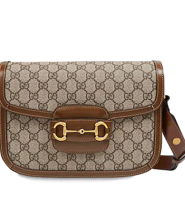 Gucci 1955 Horsebit Supreme Shoulder Bag in Brown