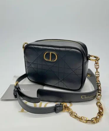 Dior Top Handle Camera Black Calfskin Bag